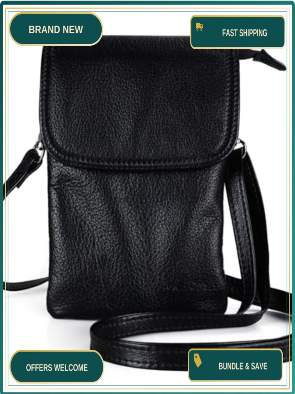 Genuine Leather Small Crossbody Bag Cell Phone Purse Travel